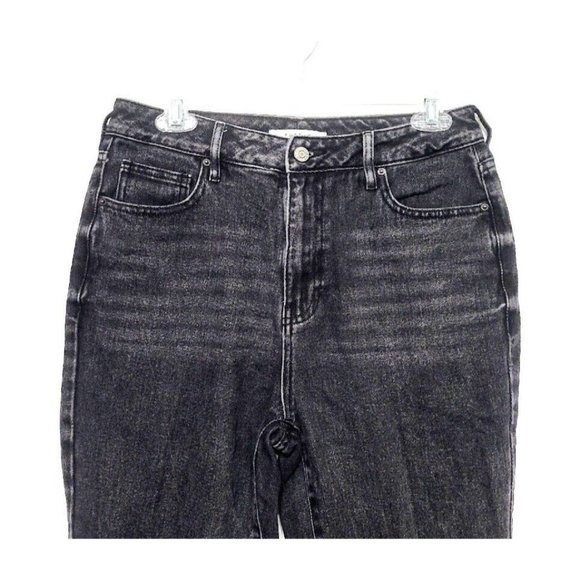 Pacsun Charcoal Black Mom Jeans Womens Size 28 Tapered Leg Stretch Whiskering - Picture 3 of 8